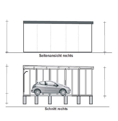 Fertiggarage von rechts