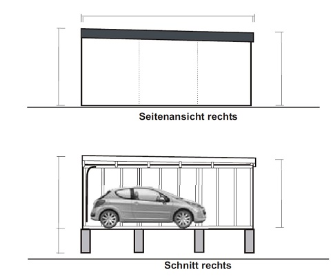 Fertiggaragen Seitenansicht rechts